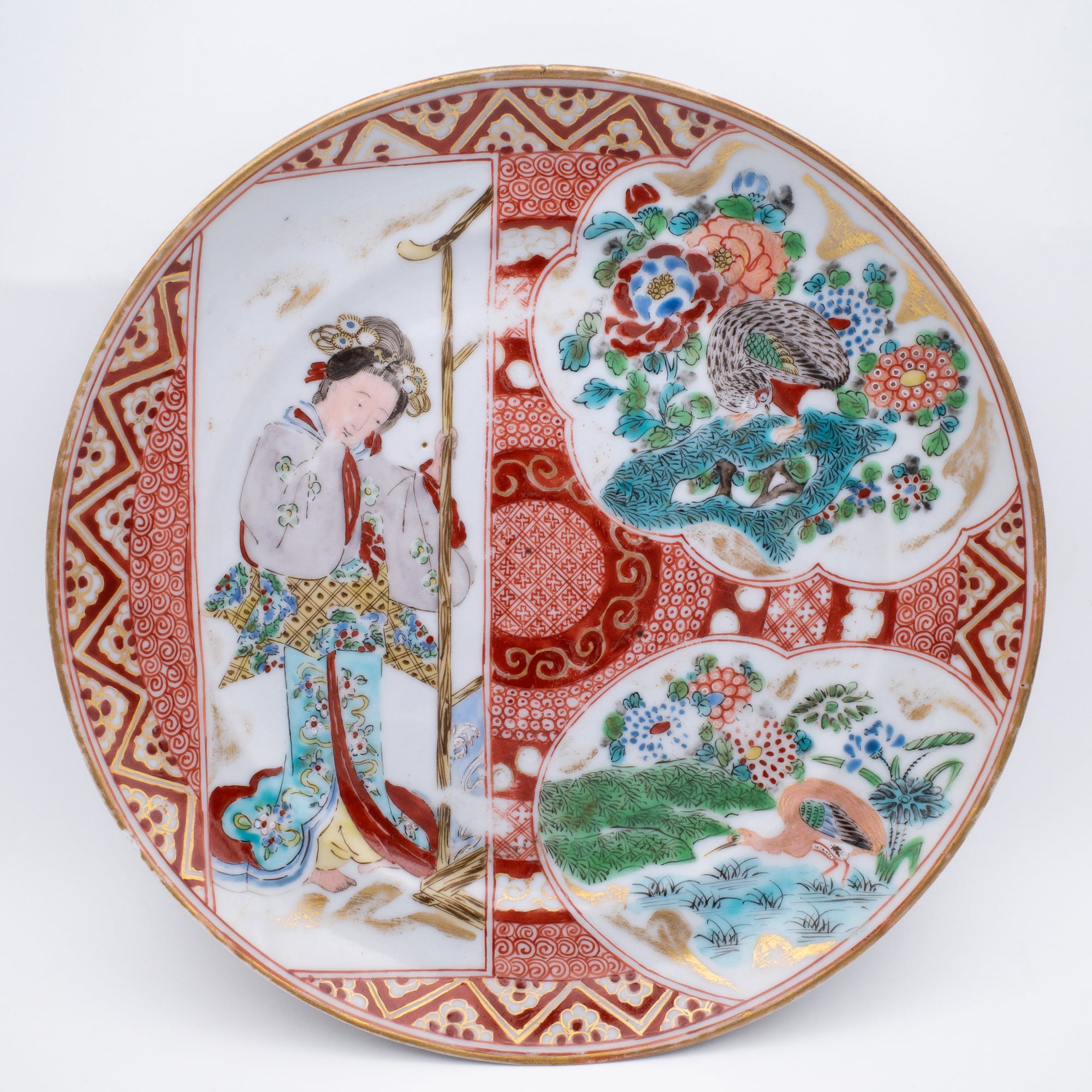 Chinese Kutani style decorated porcelain