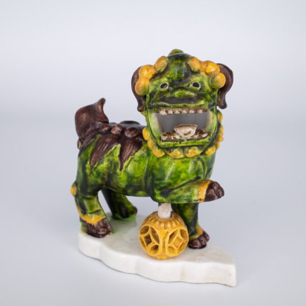 Antique Chinese Biscuit Glazed Porcelain Foo Lion Joss Stick Holder
