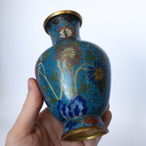 Antique Chinese Blue Ground Cloisonne Vase. 19th century, Qing Dynasty