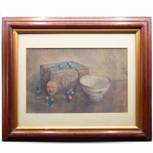Antique Watercolour Still Life Painting With Oriental Objects. Dated 1931