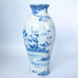 Fine Antique or Vintage Japanese Seto Porcelain Blue and White Vase