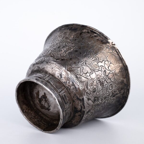 Fine Antique Tibetan Silver Cup With Buddhist Symbols. 19th Century