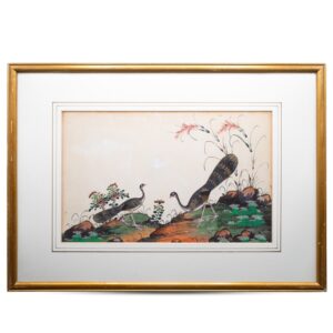 Large Chinese Export Painting on Pith Paper With Exotic Birds. Qing Dynasty, 19th century