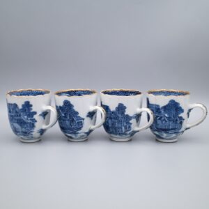 Antique Chinese Blue and White Porcelain Cups. Qianlong Period, 18th Century