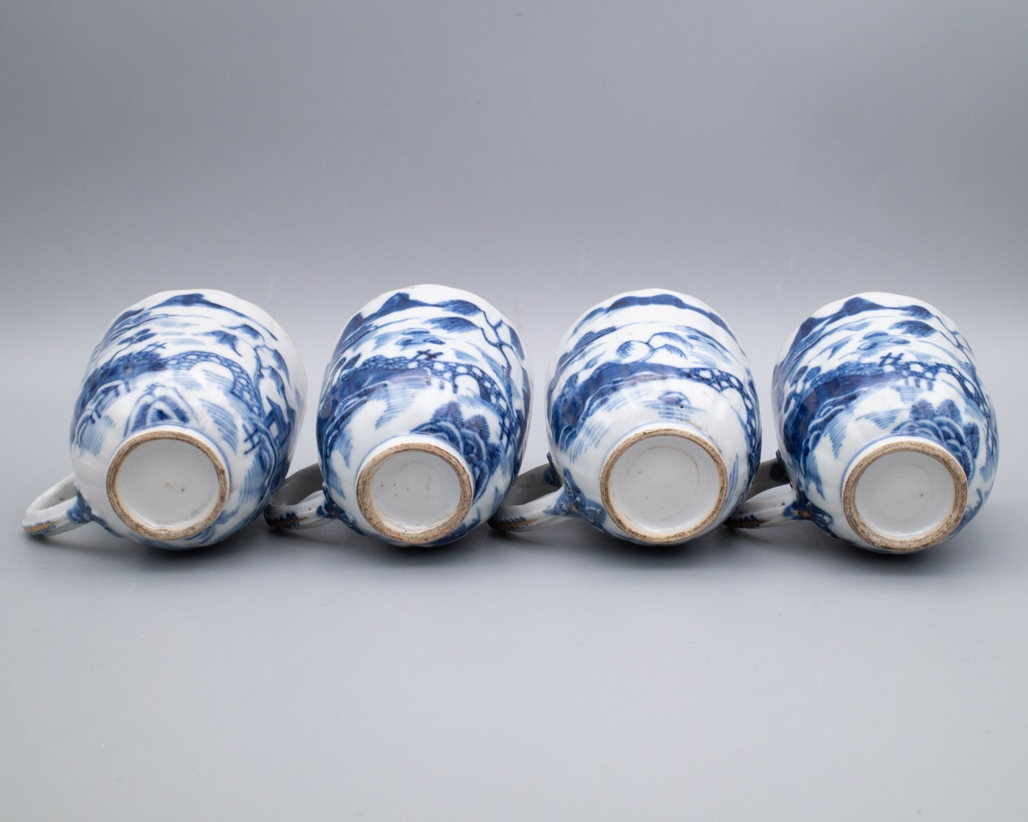 Antique Chinese Blue and White Porcelain Cups. Qianlong Period, 18th Century