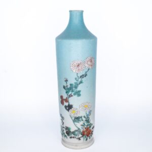 Fine Antique Japanese Sharkskin Glazed Porcelain Bottle Vase by Takeuchi Chubei