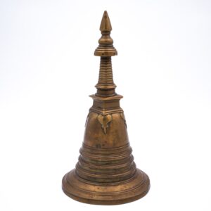 Antique Bronze Bell Form Buddhist Stupa. 18th-19th century, Ceylon (Sri Lanka)