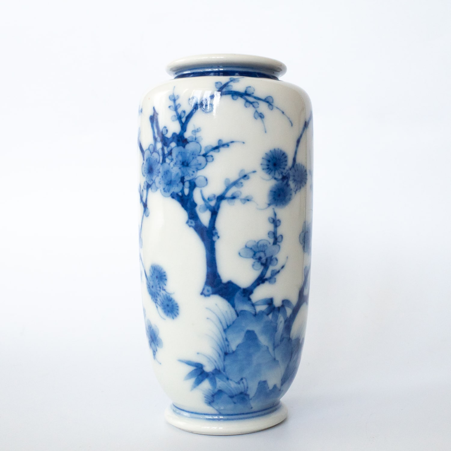 Fine Antique Japanese Blue and White Porcelain Vase by Miyagawa (Makuzu) Kozan