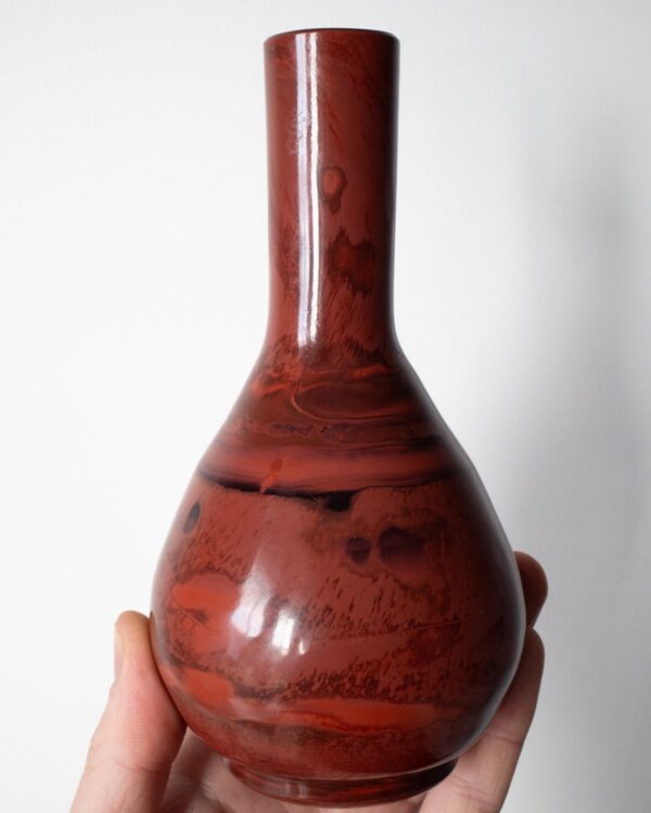 Antique Chinese Simulated Realgar Peking Glass Vase. Qing Dynasty or Republic