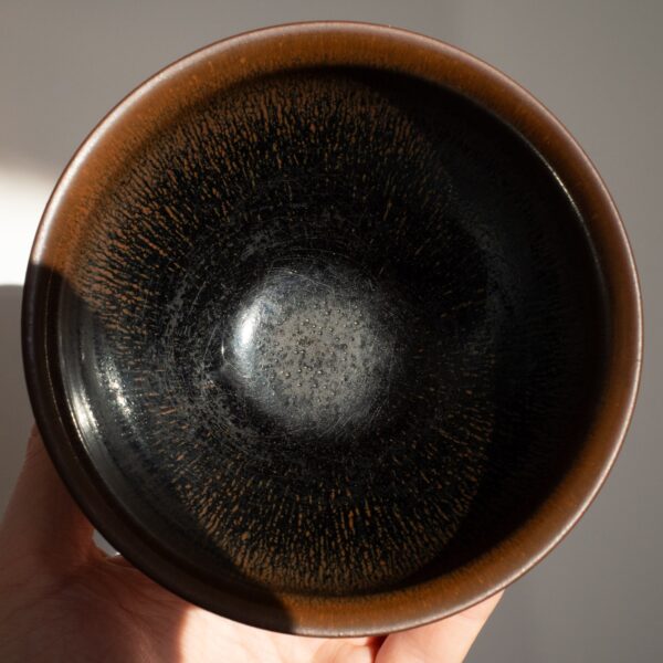 Antique Japanese Hare's Fur Glazed Stoneware Chawan Tea Bowl. 19th Century
