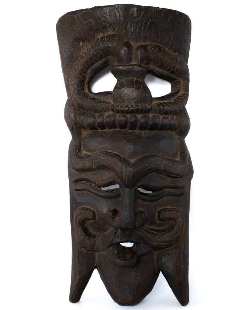 LARGE Nepalese Himalayan Wooden Mask Apotropaic Protective Deity. 20th century