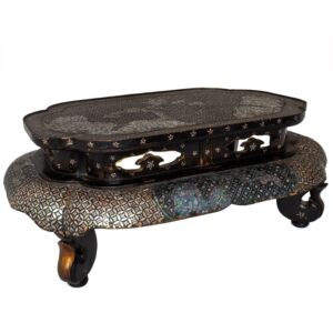 Antique Japanese Mother of Pearl Inlaid Lacquered Table. Ryukyu Islands, Edo Period