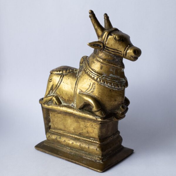 Antique Indian Brass Hindu Ritual Puja Shrine Statue of Bull Nandi
