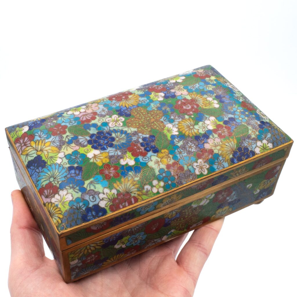 Fine Antique Chinese Cloisonne Enamel Box. Thousand Flowers Pattern ...