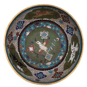 Fine Antique Chinese Cloisonne Bowl With Horses and Birds.19th-20th century