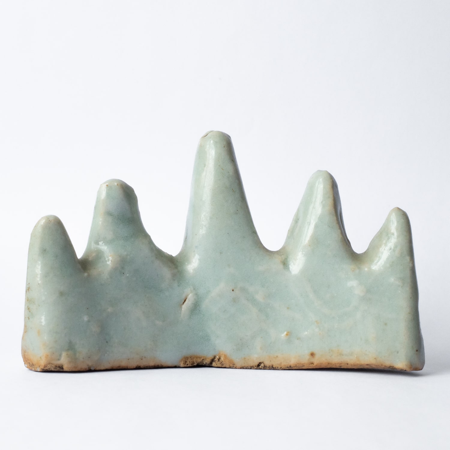 Antique Chinese Celadon Glazed Porcelain Brush Rest. Qing Dynasty Scholar's Object