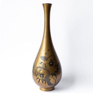 Antique Japanese Mixed Metal Vase by Nogawa Noboru, Signed Hidekuni. Meiji Period