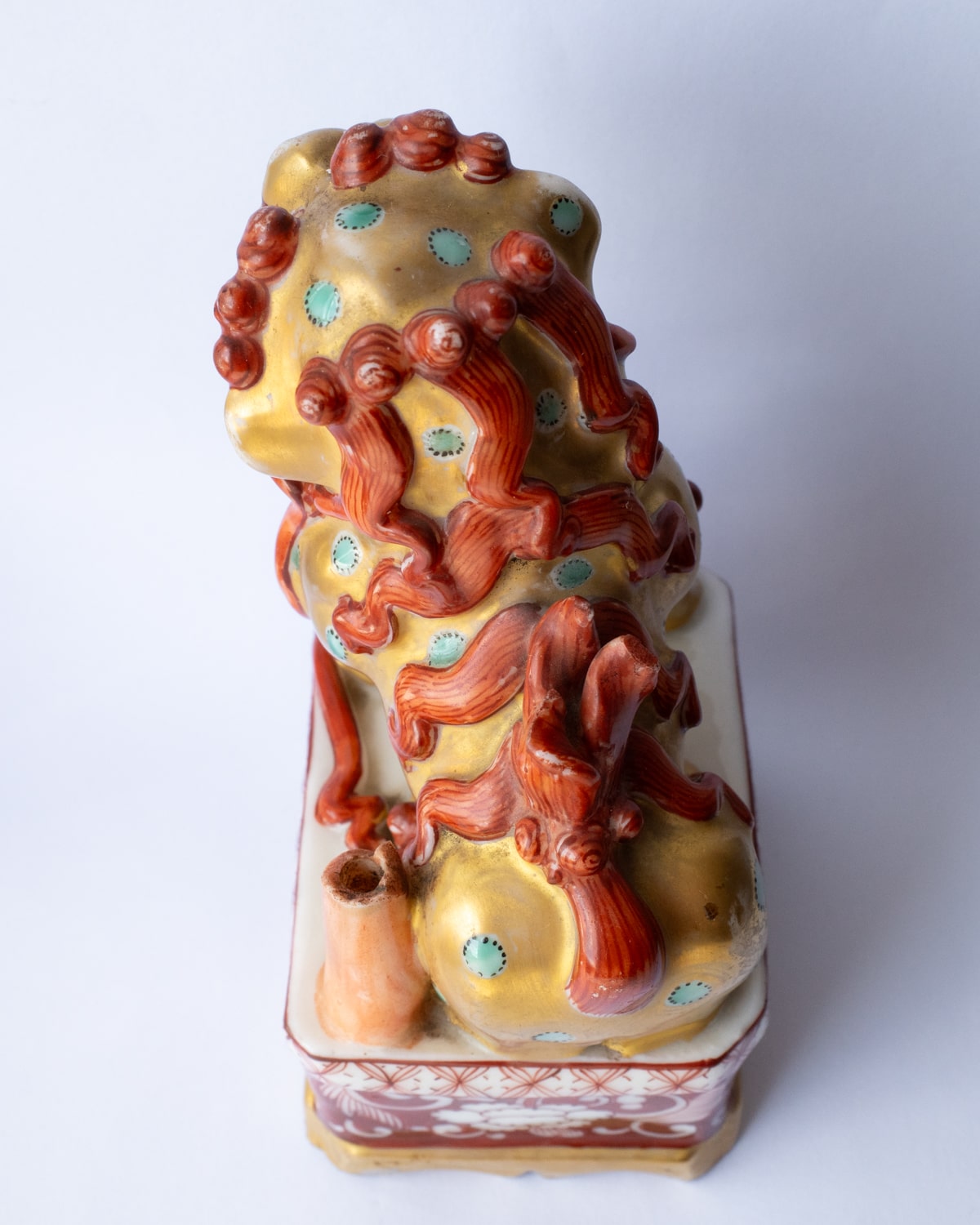 Antique Chinese Kangxi Period Clobbered Blanc de Chine Dehua Porcelain Foo Lion