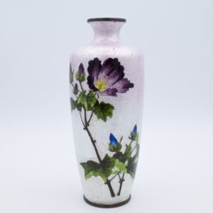 Fine Antique Japanese Ginbari Cloisonne Vase With Flowers. Early 20th Century