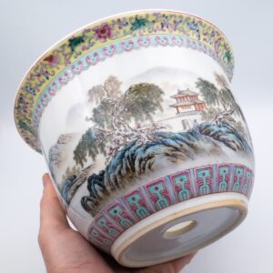 Vintage Chinese Famille Rose Porcelain Plant Pot. 20th Century