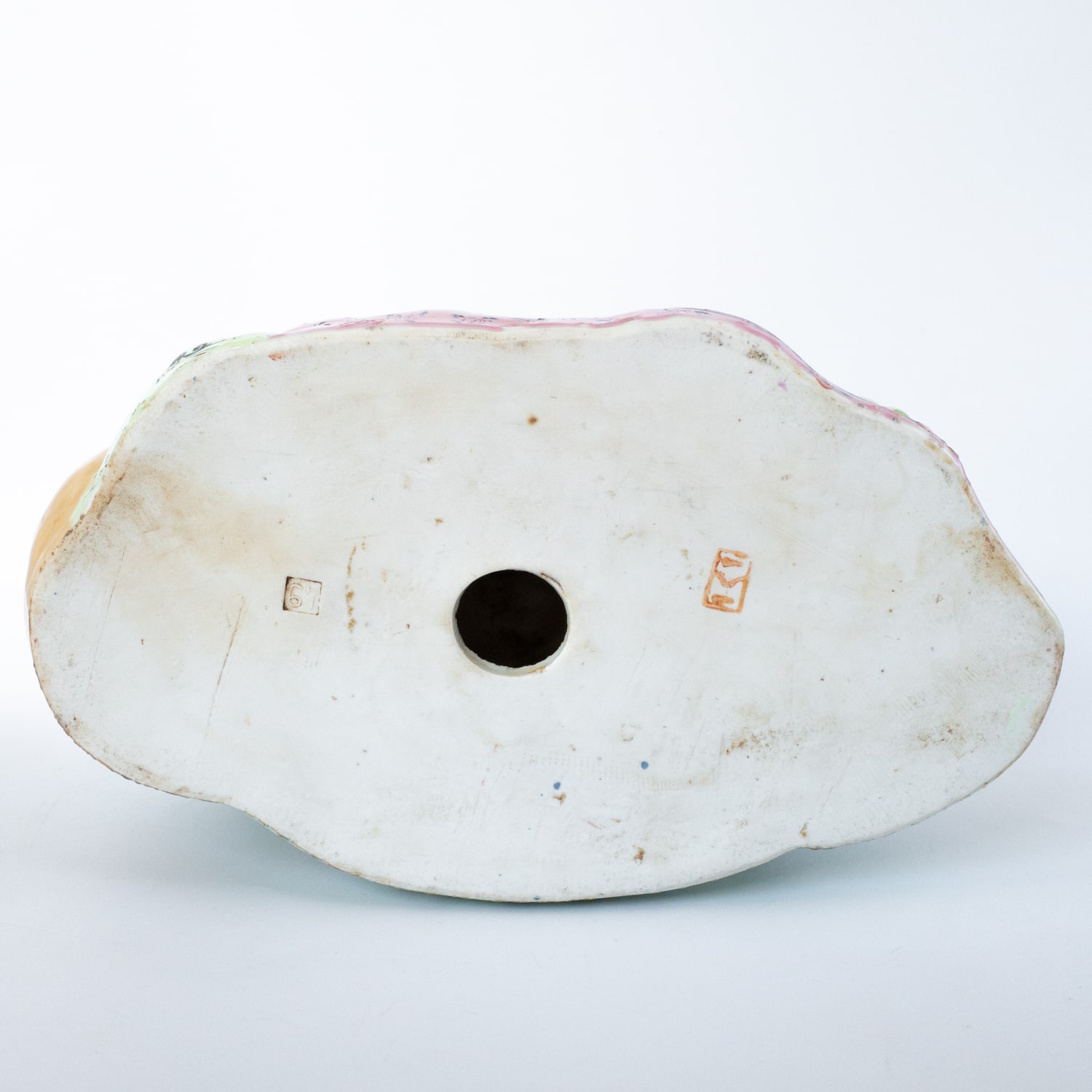 Large Vintage Chinese Famille Rose Porcelain Budai Buddha Figurine. 20th Century