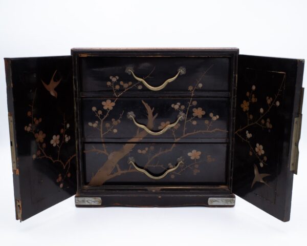 Fine Antique Japanese Gilt Lacquered Table Cabinet Meiji Period Early 20th Century