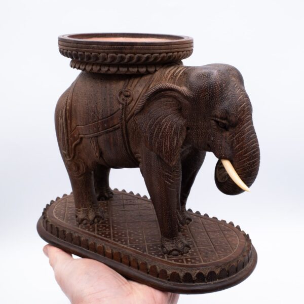 Superb Antique Anglo Indian Carved Wooden Elephant Display Stand. 19th Century