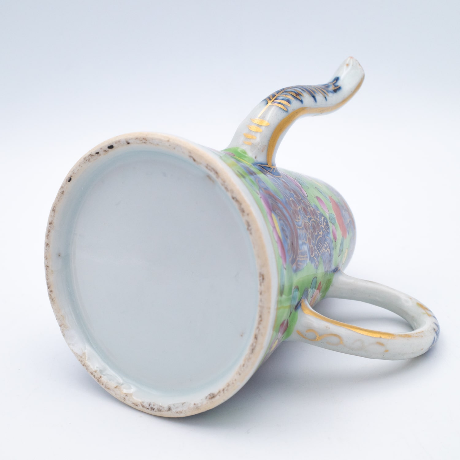 Antique Chinese Clobbered Blue and White Porcelain Chocolate Pot, Qianlong Period