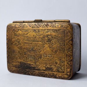 Fine Antique Japanese Komai Style Damascene Mixed Metal Gilt Box. Meiji Period