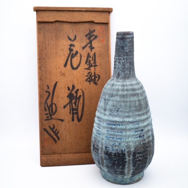 Fine Vintage Japanese Bronze Style Pottery Vase by Kato Usuke, Akisaka Kiln