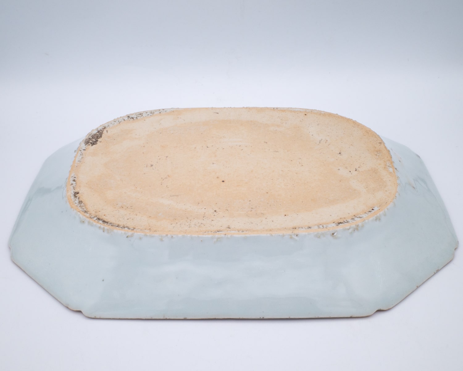 Large Antique Chinese Blue and White Porcelain Octagonal Platter Qianlong Period