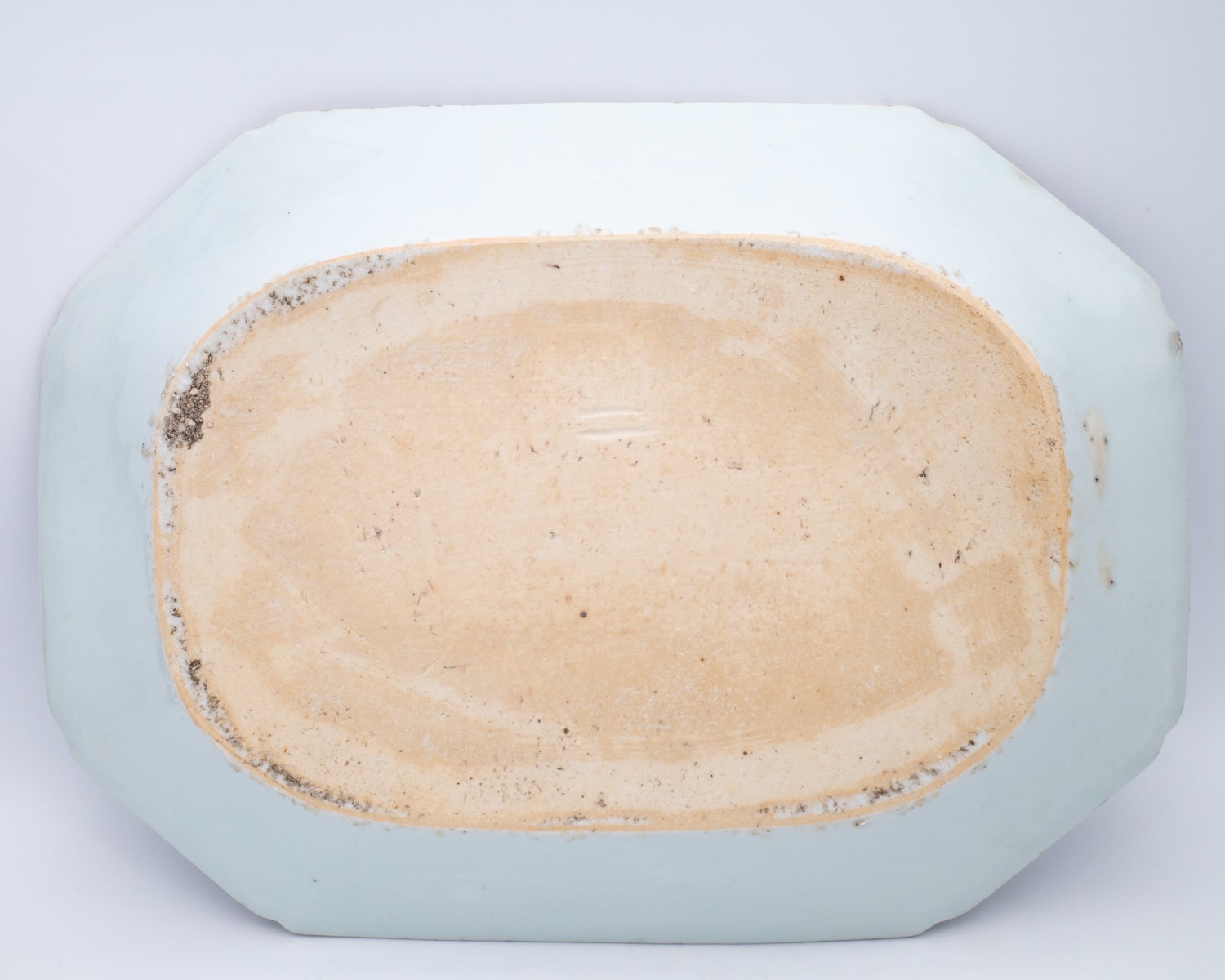 Large Antique Chinese Blue and White Porcelain Octagonal Platter Qianlong Period