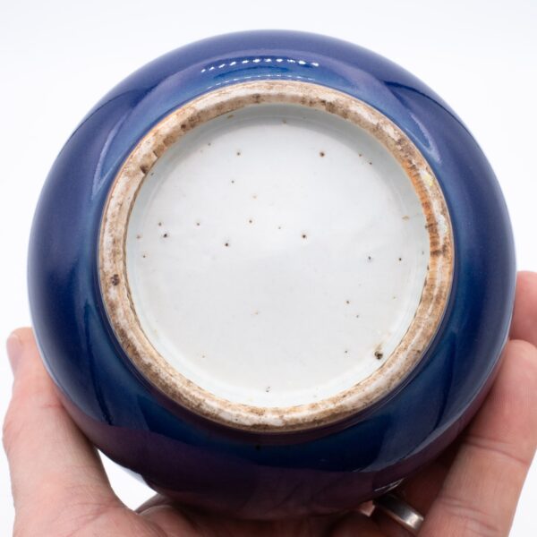 Fine Antique Chinese Blue Glazed Monochrome Ovoid Water Pot. Late Qing Dynasty