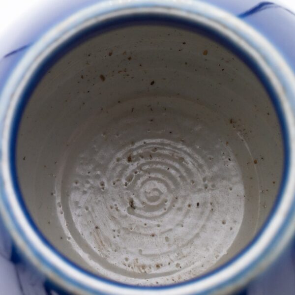 Fine Antique Chinese Blue Glazed Monochrome Ovoid Water Pot. Late Qing Dynasty