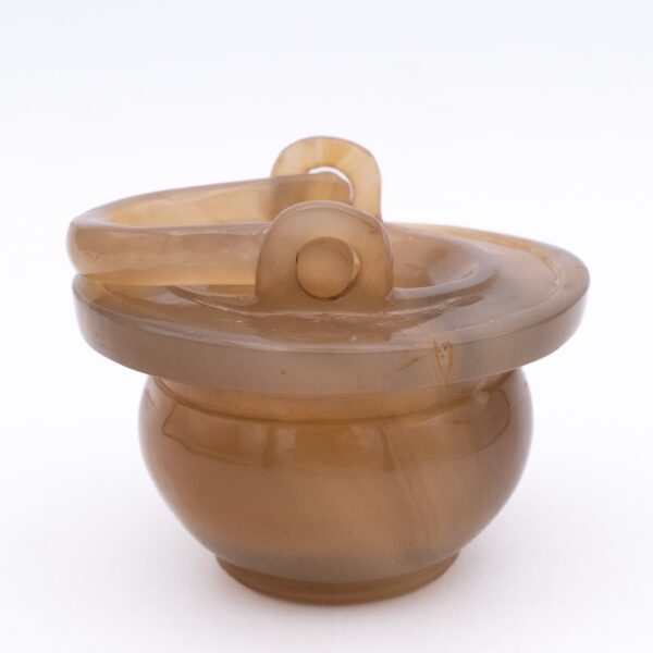 Chinese Antique Carved Agate Flower Basket Form Scholar's Brush Washer
