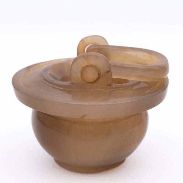 Chinese Antique Carved Agate Flower Basket Form Scholar's Brush Washer