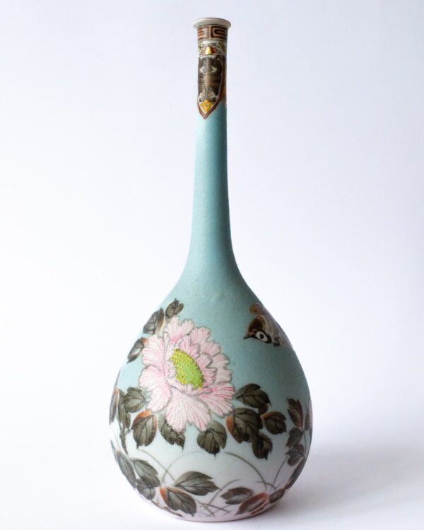 Fine Antique Japanese Blue Sharkskin Glazed Ishime Yaki Vase by Takeuchi Chubei