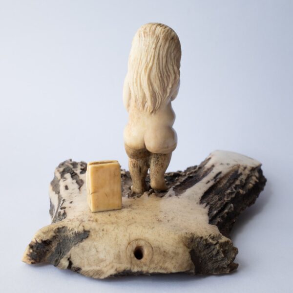 Vintage Indonesian Balinese Demon Stag Antler Figure. Style of The Birth of Venus