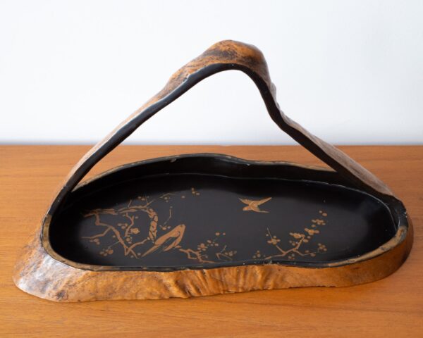 Fine Vintage Japanese Gilt Lacquered Wooden Tray For Tea Ceremony Ikebana 20th C