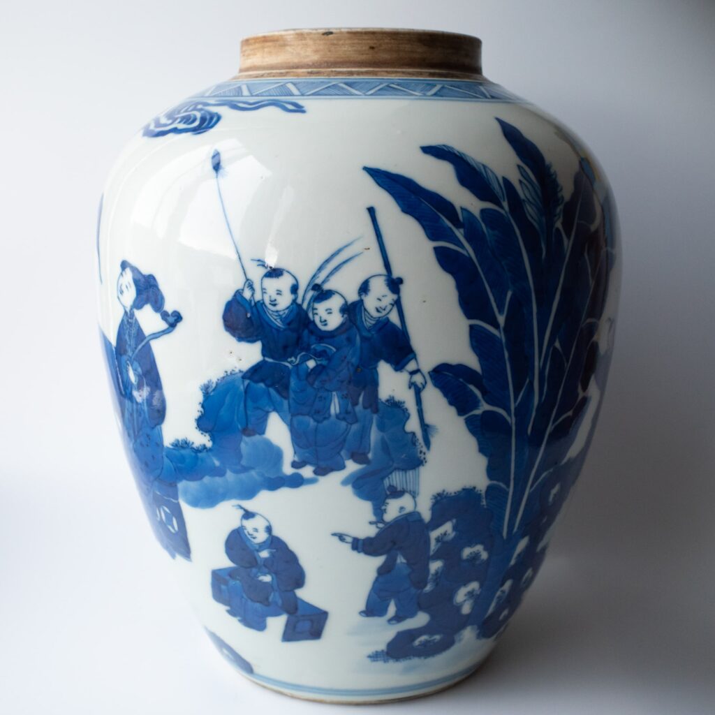 Chinese Antique Blue and White Kangxi Revival Jar With Figures 19th-20th Century