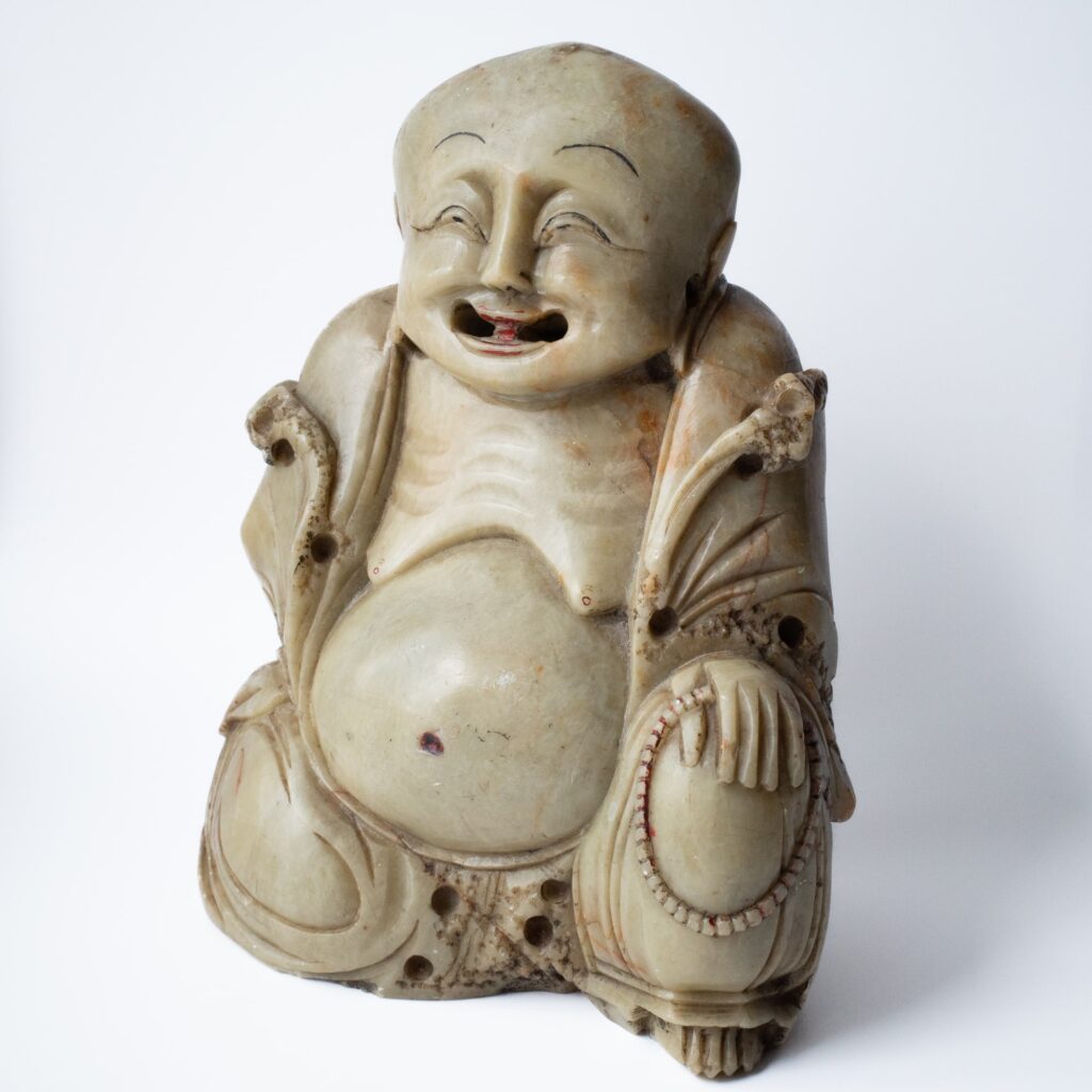 Fine Chinese Antique Soapstone Figure of Budai Pu Tai Late Qing Dynasty