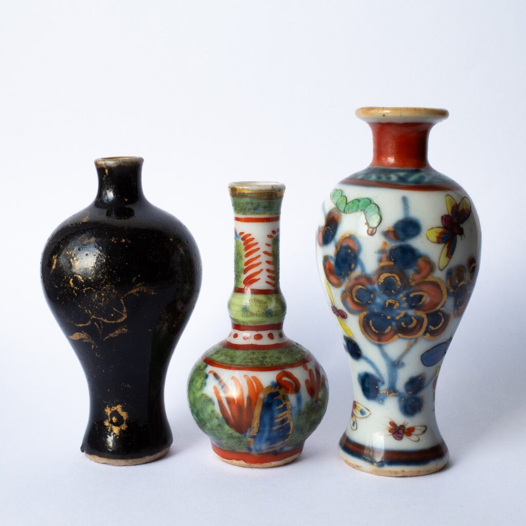 Chinese Antique Miniature Blue White Porcelain Vases Clobbered 18th-19th C Qing