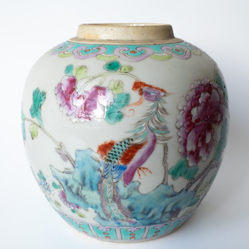 Chinese Antique Late Qing Peranakan Nyonya Straits Famille Rose Porcelain Jar